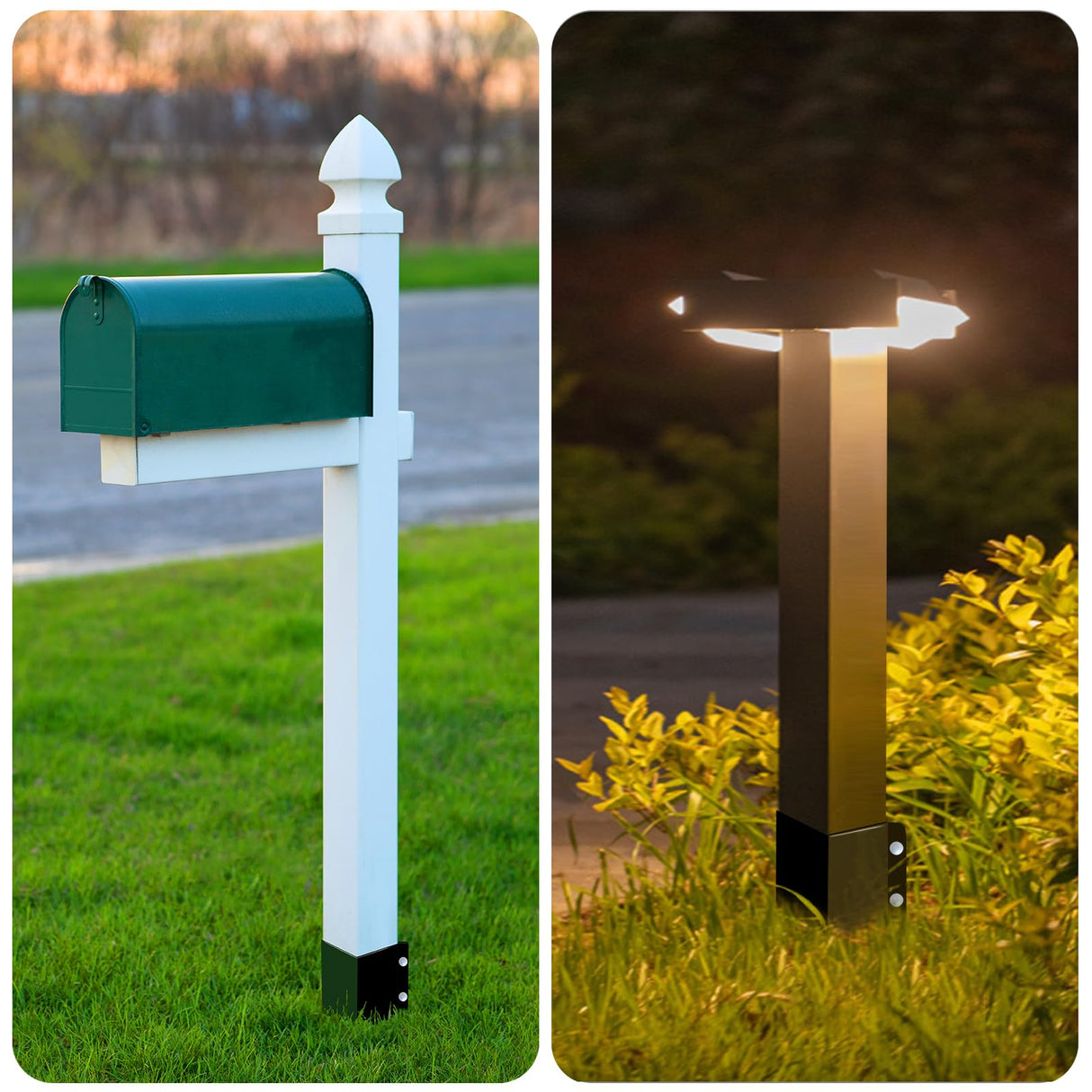 ARIFARO Fence Post Anchor 24 inch Ground Spike Heavy Duty Metal Black Powder Coated Fence Stakes Post, 4x4 inch(3.5 x3.5 inch Inner) Pack of 4 ARIFARO