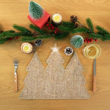 Feuille Burlap Farmhouse Winter Placemats Set of 4 Christmas Tree Holiday Placemats for Table Decorations Feuille