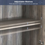 BELLEZE Sideboard Buffet Cabinet, Modern Wood Glass-Buffet-Sideboard with Storage, Console Table for Kitchen, Dining Room, Living Room, Hallway, or Entrance - Brixston (Grey) BELLEZE