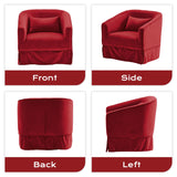 Nolohoo Swivel Accent Chair, Comfy Modern Swivel Barrel Chairs with Skirt, 360°Upholstered Velvet Small Club Armchair Reading Chairs for Living Room Nursery Bedroom Lounge, Red Nolohoo