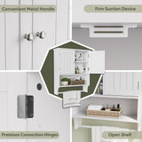 Smuxee White Bathroom Cabinet Wall Mounted with Towels Bar, Bathroom Medicine Cabinet with 2 Door Adjustable Shelves, Over Toilet Cabinet for Bathroom Laundry Room Kitchen Smuxee