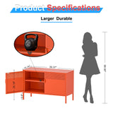 Washsemba 2 Door Metal Accent Cabinet,Orange Metal Storage Cabinet with Adjustable Shelf,2-Tier Office Cabinet,Multipurpose Metal Locker Storage Cabinet for Office Home,Music Studio (Orange) Washsemba