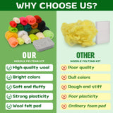 OEHPICC Needle Felting Kit, 6 PCS Plant Leaf Coasters Needle Felting Starter Kit,Wool Felting Kit with Wool Roving, Foam Pad and Instructions for DIY Felting Starters OEHPICC