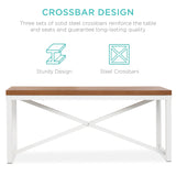 Best Choice Products 45.5in 3-Piece Bench Style Dining Furniture Set, 4-Person Space-Saving Dinette for Kitchen, Dining Room w/ 2 Benches, Table - Brown/White Best Choice Products