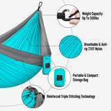Camping Hammock Double & Single Portable Hammock with Tree Straps, Lightweight Nylon Parachute Hammocks Camping Accessories Gear for Indoor Outdoor Backpacking, Travel, Hiking, Beach Grassman
