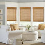 Cordless Natural Woven Wooden Curtains, Cordless Blackout Bamboo Roman Blinds, Natural Woven Wooden Curtains, Lined Bamboo Window Blinds with Excellent Privacy 31" W x 52" H Generic