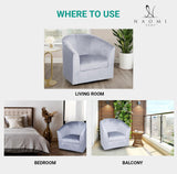 Ariana 360 Degree Swivel Barrel Chair Swivel Accent Chair for Living Room with Armrest Small Accent Chair for Home Barrel Chairs Chairs Living Room Gray Microfiber Naomi Home