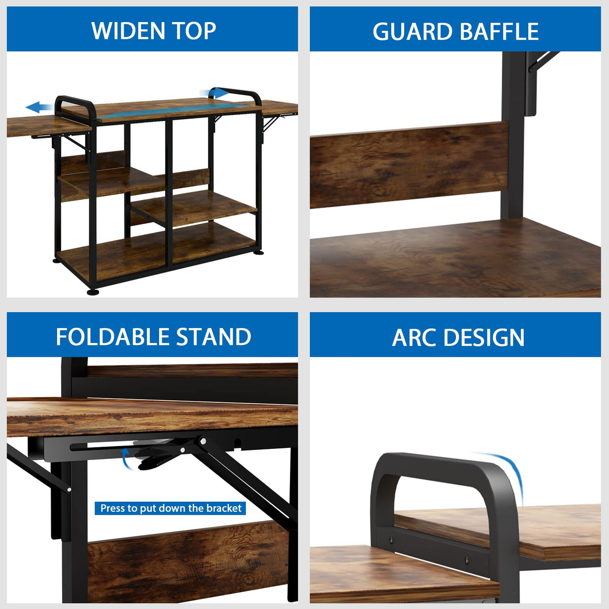 PUNCIA Large 3 Tier DIY Heat Transfer Press Machine Stands Heavy Duty Workbench with Folding Working Table for Sublimation Transfer Machine Metal Shelf Storage Organization PUNCIA