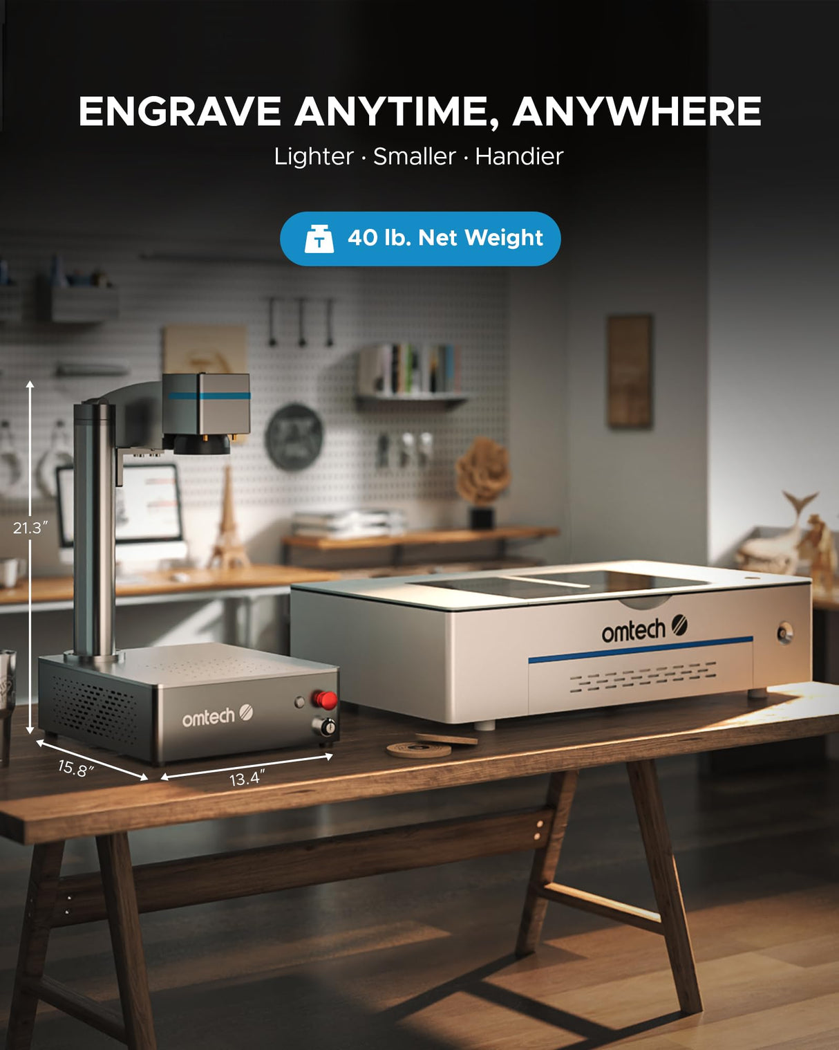 OMTech 20W Fiber Laser Engraver, LightBurn Compatible Laser Marking Machine with Red Dot Pointer for Metal Marking, 4.3"x4.3" Metal Etching Machine with 100,000 Hour Lifespan EZCad Included OMTech