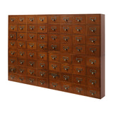 64-Drawer Wooden Storage Box, Traditional Apothecary Curio Cabinet, Library Card Catalog Cabinet Herb Storage Box w/Label Holders Handles AngelcityCC