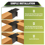 4 Pcs Pergola Brackets，4“x 4"(Actual 3.6 "x 3.6")Post Top Rafter Brackets,Gazebo Brackets Wall Mount Bracket Kit for Wood Posts Pergola Post Connector Or Deck Railing XIHUWZ