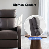 Softa Recliner Chair for Adults, Faux Leather Small Reclining Chair Home Theater Seating, Adjustable Modern Single Sofa Armchair for Living Room Bedroom (PU, Brown) Softa