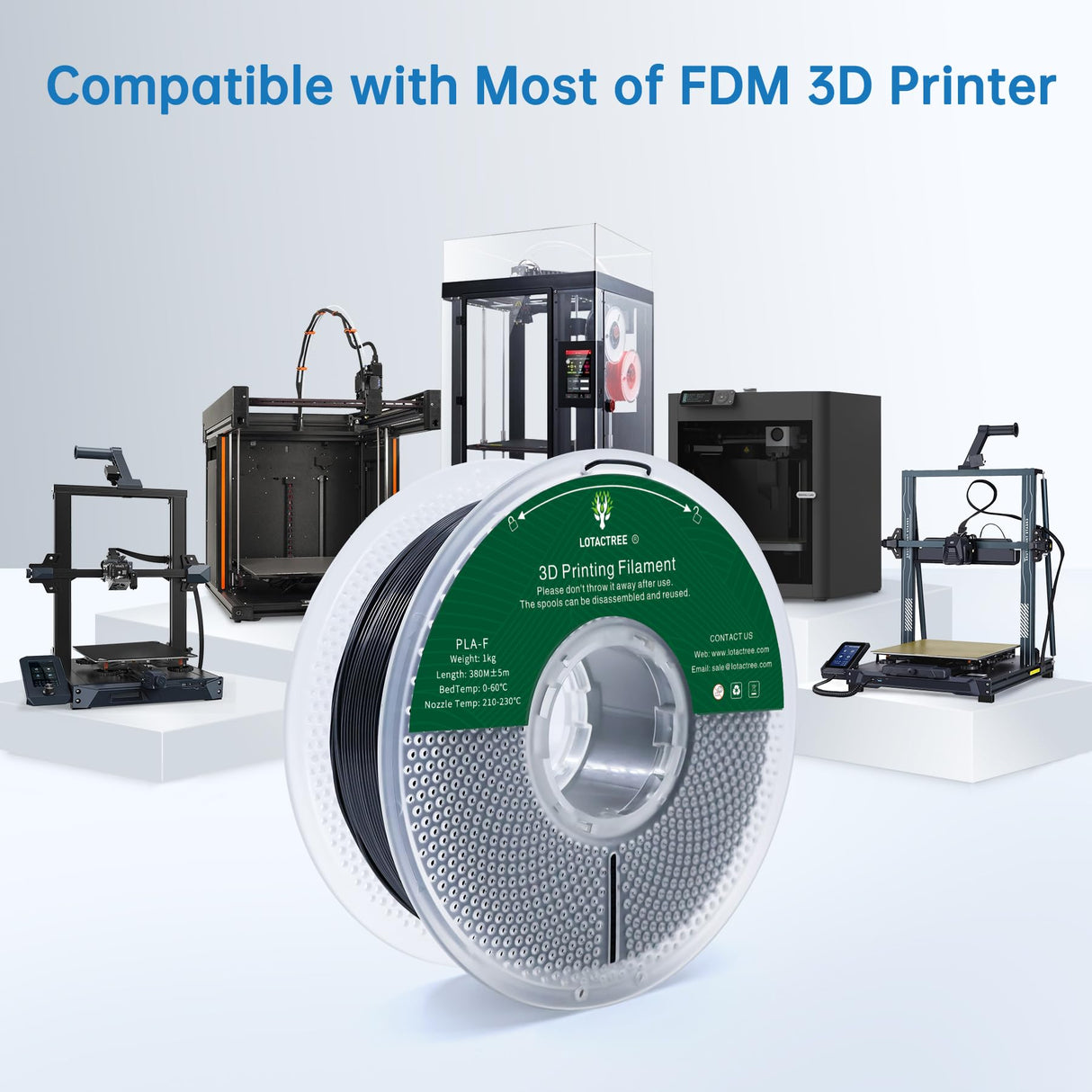 PLA Plus (PLA-F) 3D Printer Filament 1.75mm ±0.02mm - 1KG(2.2LBS) Black - High Strength & Enhanced Layer Adhesion - Precision Spooling for FDM 3D Printers Lotactree