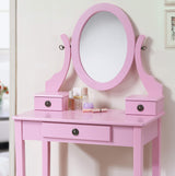 Roundhill Furniture Moniys Moniya Pink Wood Makeup Vanity Table and Stool Set Roundhill Furniture