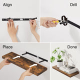 BAYKA Floating Shelves Set of 2, 22.5" Rustic Wood Wall Mounted Shelves for Bathroom, Bedroom, Living Room, Kitchen & Office, Hanging Display Shelf with 22 lbs Capacity (Rustic Brown) BAYKA