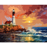 Tucocoo Lighthouse Seascape Paint by Number for Adults,DIY Digital Oil Painting Kits on Canvas with Brushes and Acrylic Pigment Portland Headlight Landscape Picture for Home Decor 16x20inch Frameless Tucocoo