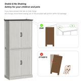 Tradare 71'' Tall Pantry Cabinet, Farmhouse Kitchen Pantry Storage Cabinet with Barn Door and Adjustable Shelves, Rustic White Wood Freestanding Cupboard for Kitchen, Dining Room Tradare