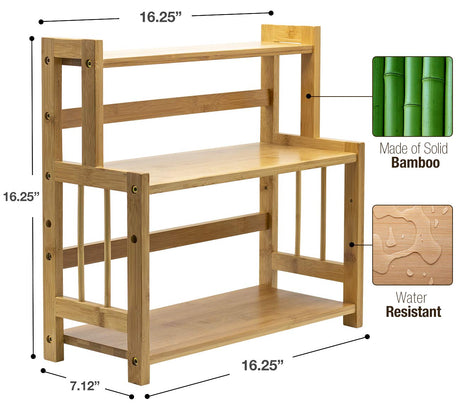 Sorbus Kitchen Countertop Organizer Bamboo Wooden Counter Storage Shelf Rack for Spice, Soap, Skin Care, Makeup Display Stand, Bathroom Shelves, Vanity, Office (3-Tier) Sorbus