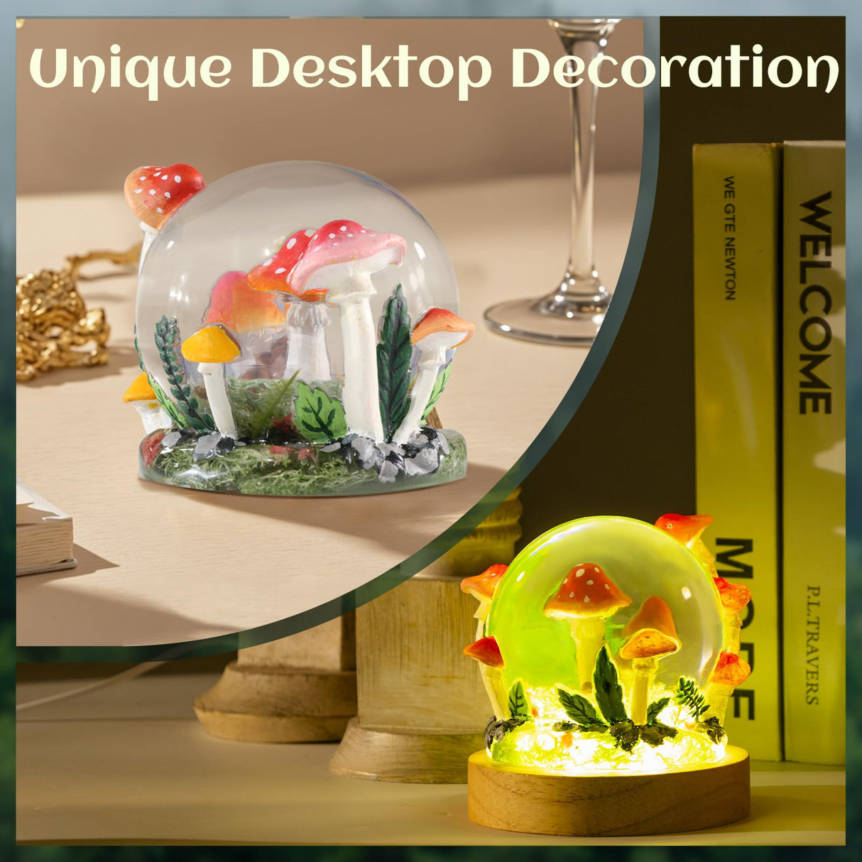 LET’S Resin Crystal Ball Resin Molds, Crystal Orb Decorative Statue Silicone Molds with Mushroom Stand and Bird Figurine,3D Sphere Epoxy Resin Molds for DIY Tabletop Decor, Housewarming Gifts LET'S RESIN