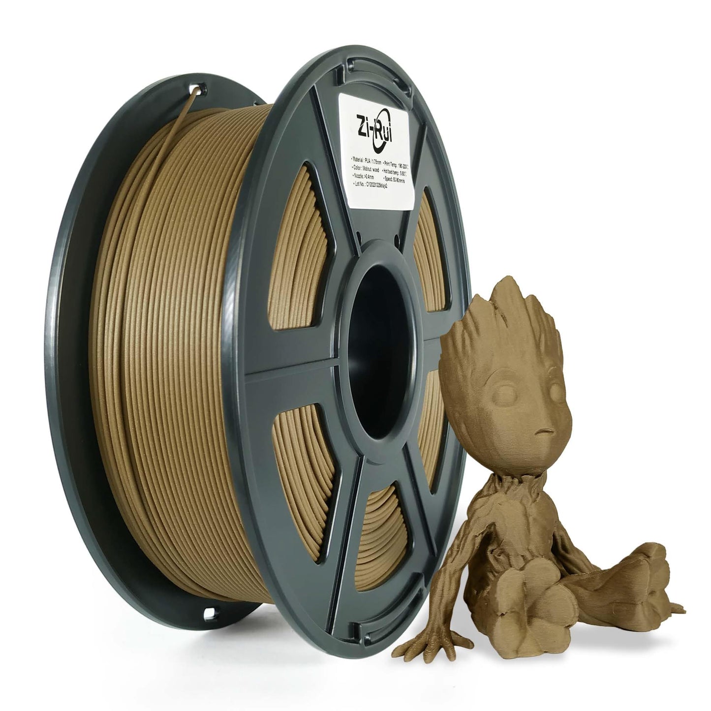 Zi-Rui PLA Wood Filament 1.75mm PLA 3D Printer Filament 1.75mm Walnut 3D Printer Filament with 30% Real Wood FiberWood Texture Filament,1KG - WoodArtSupply