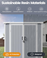 NOVIRE 5x3 Resin Garden Sheds & Outdoor Storage on Clearance, Weather-Resistant Plastic Shed with Floor and Lockable Door for Garden Tools, Lawn Mower, Bike, Backyard Organization, Aritic Light Grey NOVIRE