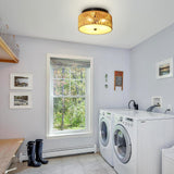 ANQIANYUE Rattan Flush Mount Ceiling Light, Boho Ceiling Light Fixture, 3-Lights Hand Woven Ceiling Light Fixture with PVC Plate for Hallway Bedroom Kitchen Entryway Living Room Foyer ANQIANYUE