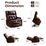 Dual Motor Power Lift Recliner Chair for Elderly with Massage and Heat, Oversized Lift Chair with Arm Storage, Lay Flat Lift Recliner for Adults, Big Tall, Infinite Position, Brown Rhevoy