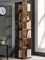 XAFNG 360-Degree Rotating Bamboo Bookcase - 5/6 Tier Freestanding Storage Organizer for Home and Office WoodArtSupply