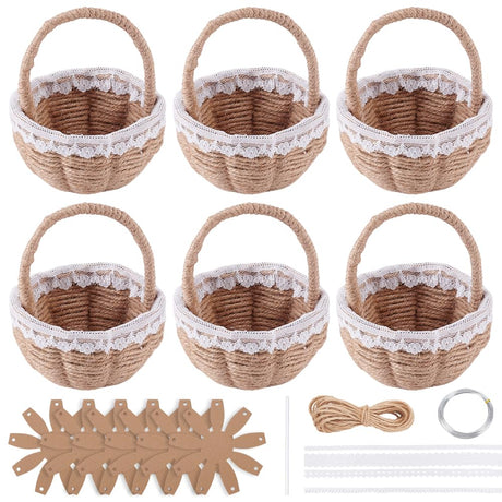 FREEBLOSS 6 Set DIY Woven Basket Making Kit for Beginners Wicker Basket Weaving Supplies Multifunctional Hand-Woven Storage Box for Easter Decor FREEBLOSS