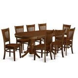 East West Furniture VANC9-ESP-C 9 Piece Modern Dining Table Set Includes an Oval Wooden Table with Butterfly Leaf and 8 Linen Fabric Upholstered Dining Chairs, 40x76 Inch, Espresso East West Furniture