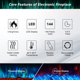 Jolydale Electric Fireplace 60 inch Wall Mounted and Recessed with Remote Control and Touch Panel Control, Timer,12-Level Adjustable Flame Colors and Speed Jolydale