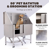 CO-Z 50” Dog Bathing Station for Large Dogs, Professional Dog Grooming Tub Pet Dog Washing Station for Home, Large Dog Bathtub with 304 Stainless Steel Tank, Removable Floor Grate, Steps, Faucet CO-Z