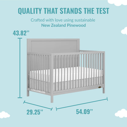 Dream On Me Dillian 5-in-1 Convertible Crib in Pebble Grey, JPMA & Greenguard Gold Certified, Crafted with New Zealand Pinewood