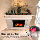R.W.FLAME 43” Corner Electric Fireplace Mantel Wooden Surround Firebox, TV Stand with Freestanding Electric Fireplace, Remote Control, Adjustable Led Flame, 750W/1500W Pearl White R.W.FLAME