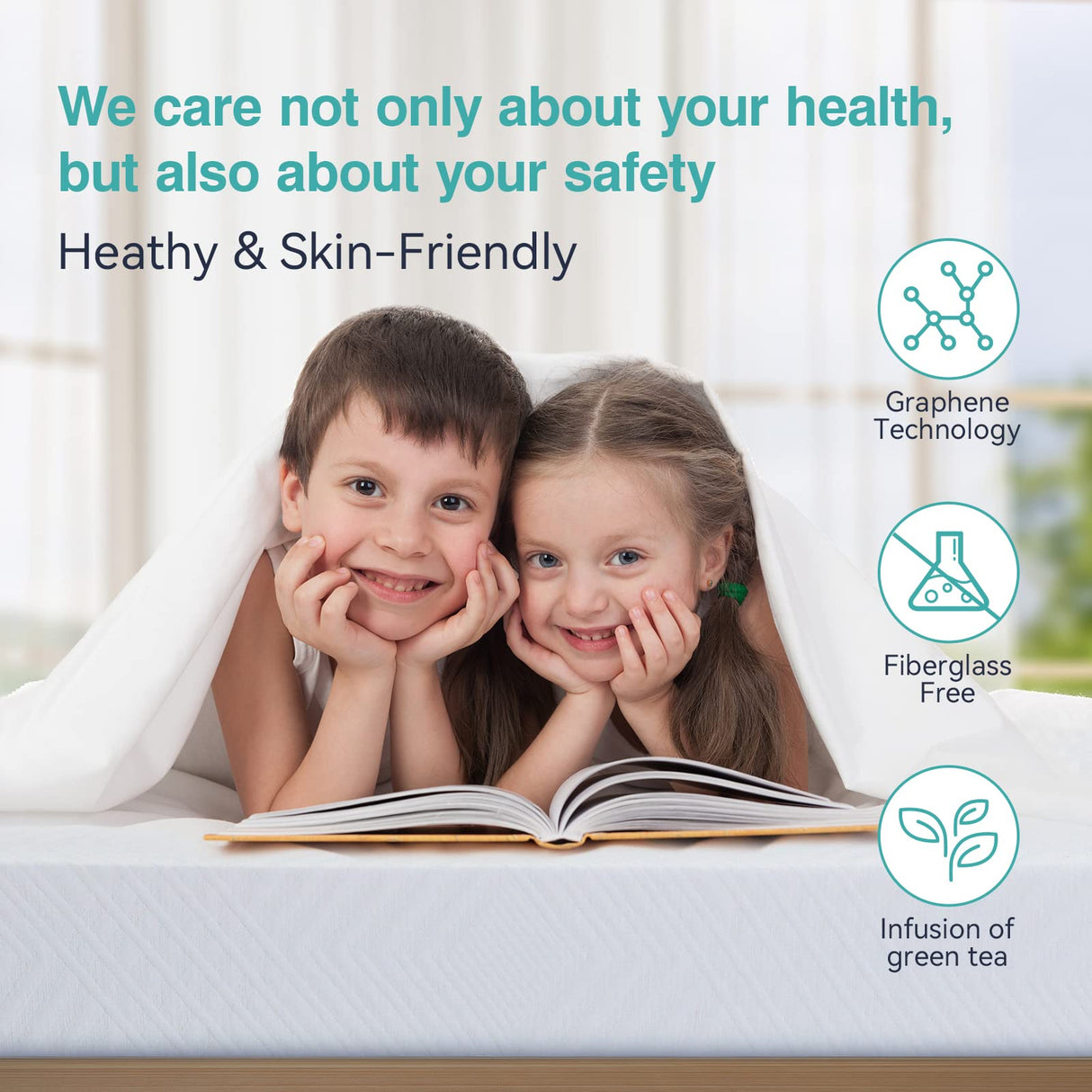 Twin Size Mattress for Kids 8 Inch Memory Foam Mattress with Tencel Cover, Premier Cooling Green Tea/Gel Mattress in Box, Firm Mattress for Back Pain,CertiPUR-US Bed Mattress Made in USA, 75'' x 39'' WEUP