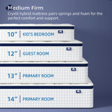 Crystli 14 Inch King Size Mattress Bed in A Box, Hybrid Mattress with Zero Pressure Foam, Innerspring Mattresses for Pressure Relief, Motion Isolation, Medium Firm, CertiPUR-US Certified Crystli