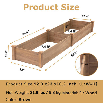 PetsCosset 8x2Ft Raised Garden Bed – Planter Box for Outdoor Plants, Fir Wood Garden Beds for Vegetable, Herb, and Flower Cultivation – Easy Assemble