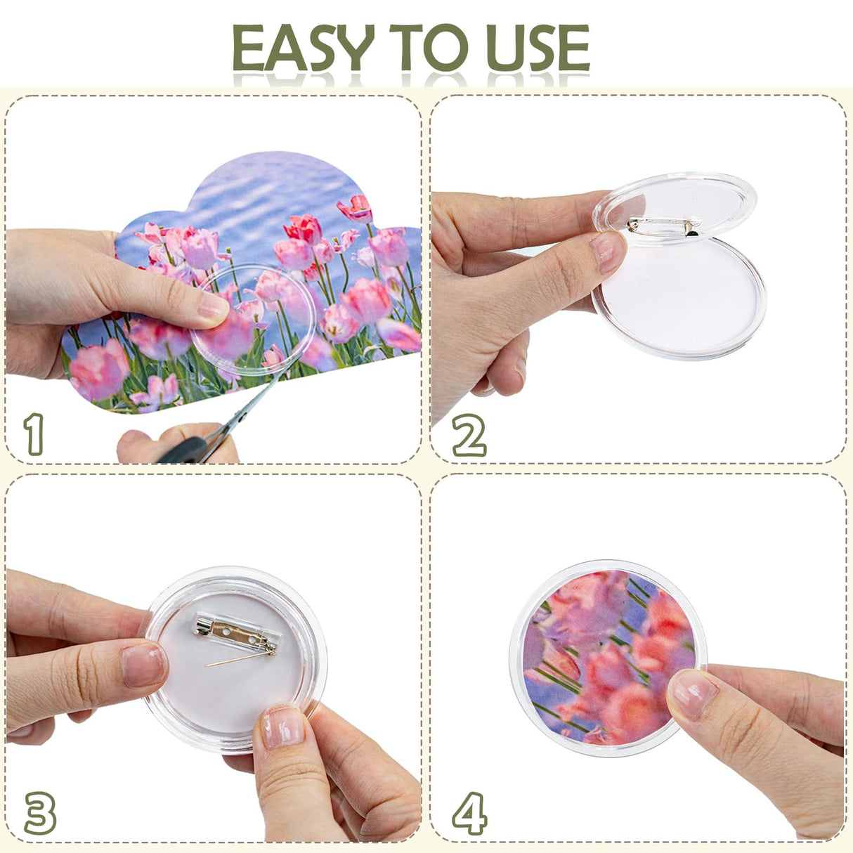 24 Pcs Acrylic Design Button Badge 2.3 Inch，Clear Design Craft Buttons Pins Making Kit Sublimation Buttons for DIY Craft Party Picture Make Your Own Buttons (Clear) NEETUE