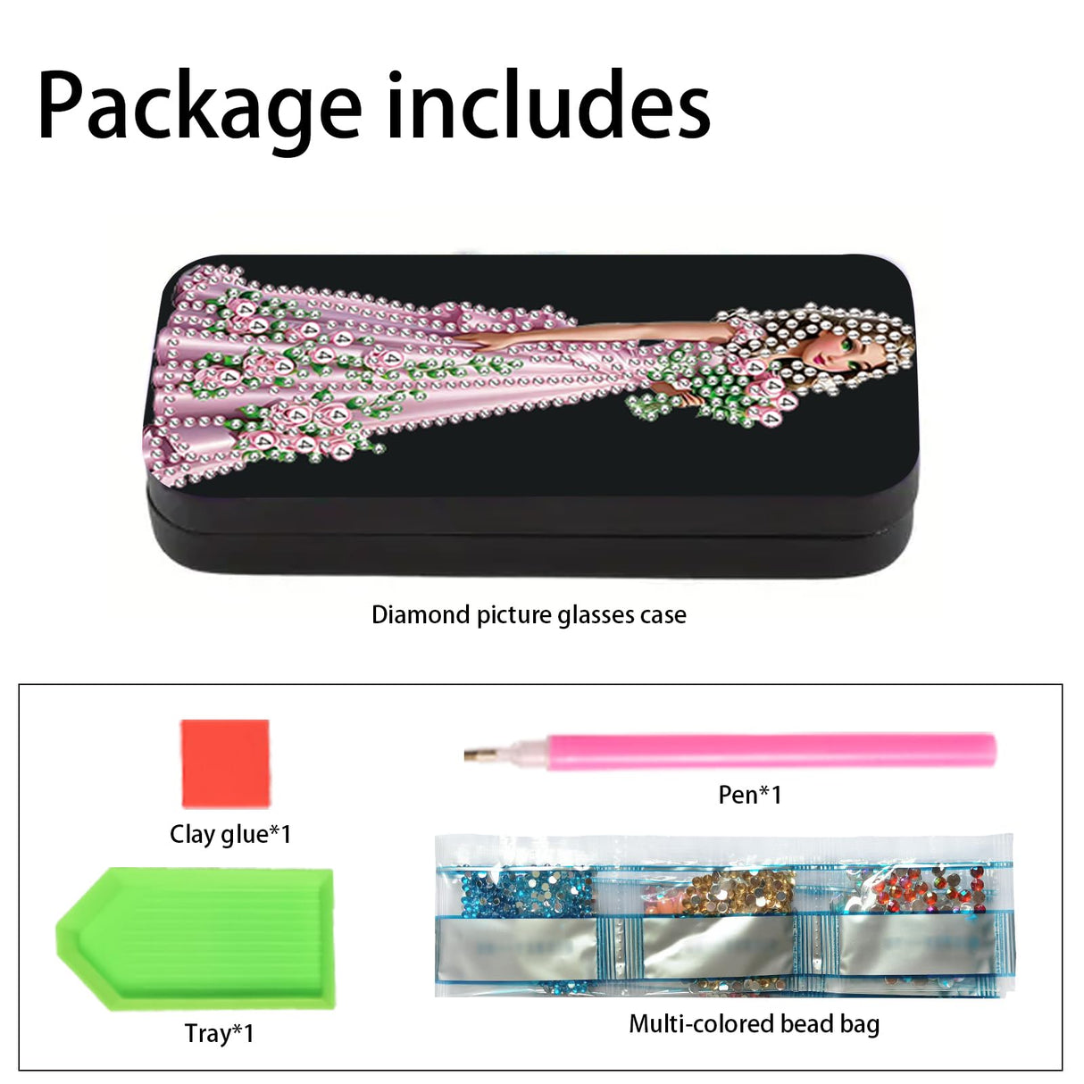 AiYuanzsh 5D Diamond Painting Glasses Case for Adults, DIY Rhinestone Crystal Diamond Art Eyeglass Holder, Handmade Princess Goddess Sunglass Storage Box, Elegant Travel Craft Gift AiYuanzsh