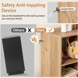 Tangkula 6-Cube Adjustable Bookcase with Metal Legs and Anti-Tip Safety Features in Natural Finish Tangkula