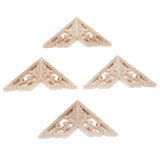 MUXSAM Wooden Decorative Appliques Onlays, 4-Pack Unpainted Wood Caravings Decals Inlays Overlays Corners Decor for Cabinet Dresser Cupboard Mirrors Walls Doors DIY Craft Project, 8x8cm/3.15"x3.15" MUXSAM