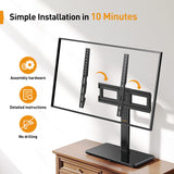 Perlegear Tabletop TV Stand, Universal TV Stand for 23–60 Inch LCD LED OLED TVs, Height Adjustable TV Base Stand with Tempered Glass Base Cable Management,VESA 400x400mm, PGTVS02 Perlegear