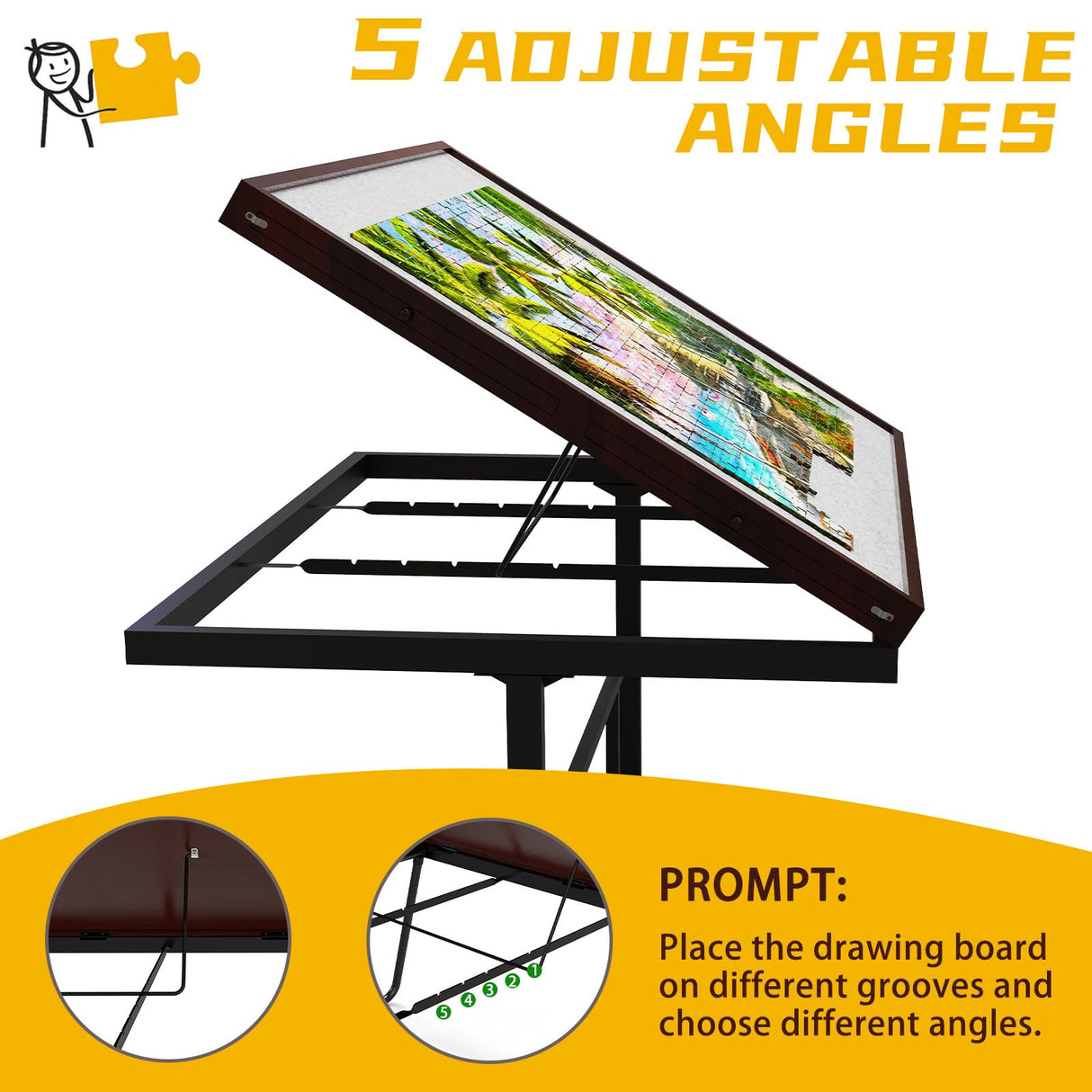 Jigsaw Puzzle Table 1500pcs, Adjustable Five Up Angles Puzzle Table with Drawers,Puzzle Board with Drawers,Puzzle Tables for Adults RAGOZONERY