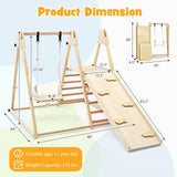 HONEY JOY Kids Indoor Jungle Gym, Large 5-in-1 Playground Climber Playset with Baby Swing, Slide Ramp, Ladder & Climbing Wall, Foldable Wooden Montessori Waldorf Play Gym, Climbing Toys for Toddlers HONEY JOY