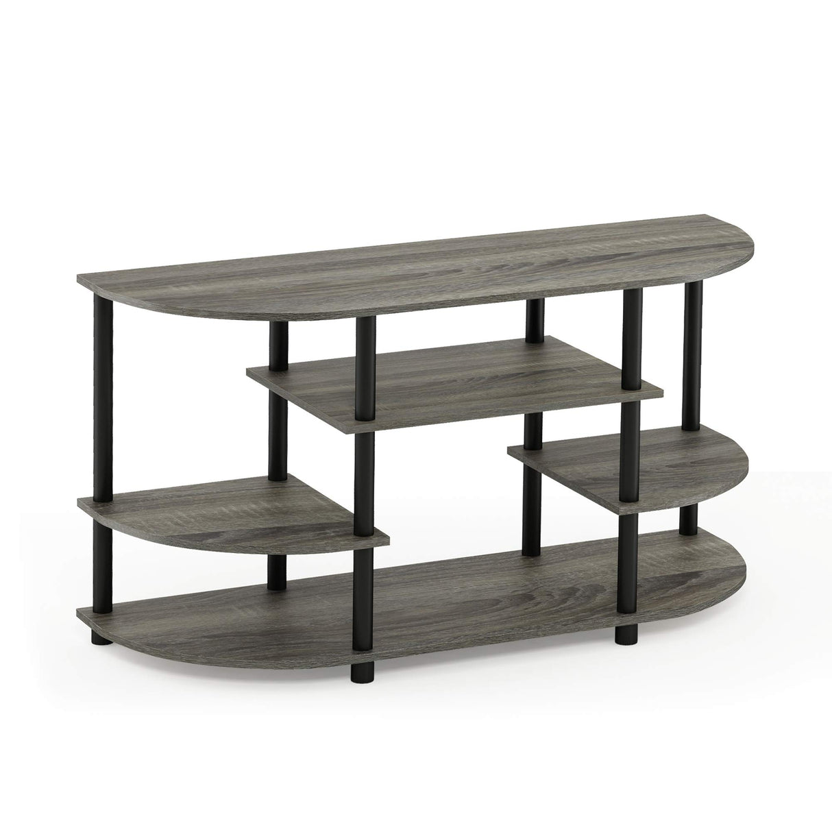Furinno JAYA Simple Design Corner TV Stand, French Oak Grey/Black, 42.04 x 22.75 x 15.55 Inches Furinno