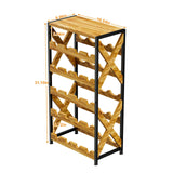 LUMAMU 20 Bottle Wine Rack Freestanding Floor with Wood Top,Wobble-Free 5 Tier Wine Display Storage Stand Shelf,Stackable Modular Wine Bottle Holder Rack for Kitchen,Cellar,Living Room LUMAMU