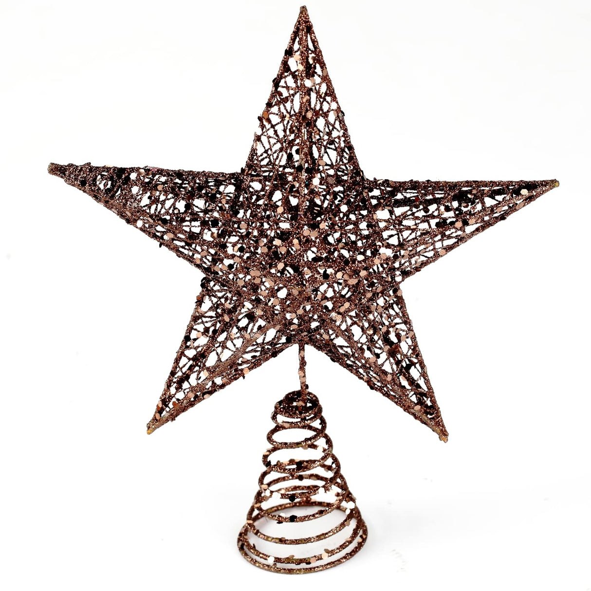 BinaryABC Christmas Tree Topper Star,Glittering Christmas Tree Decoration Ornaments,20cm (Coffee) BinaryABC