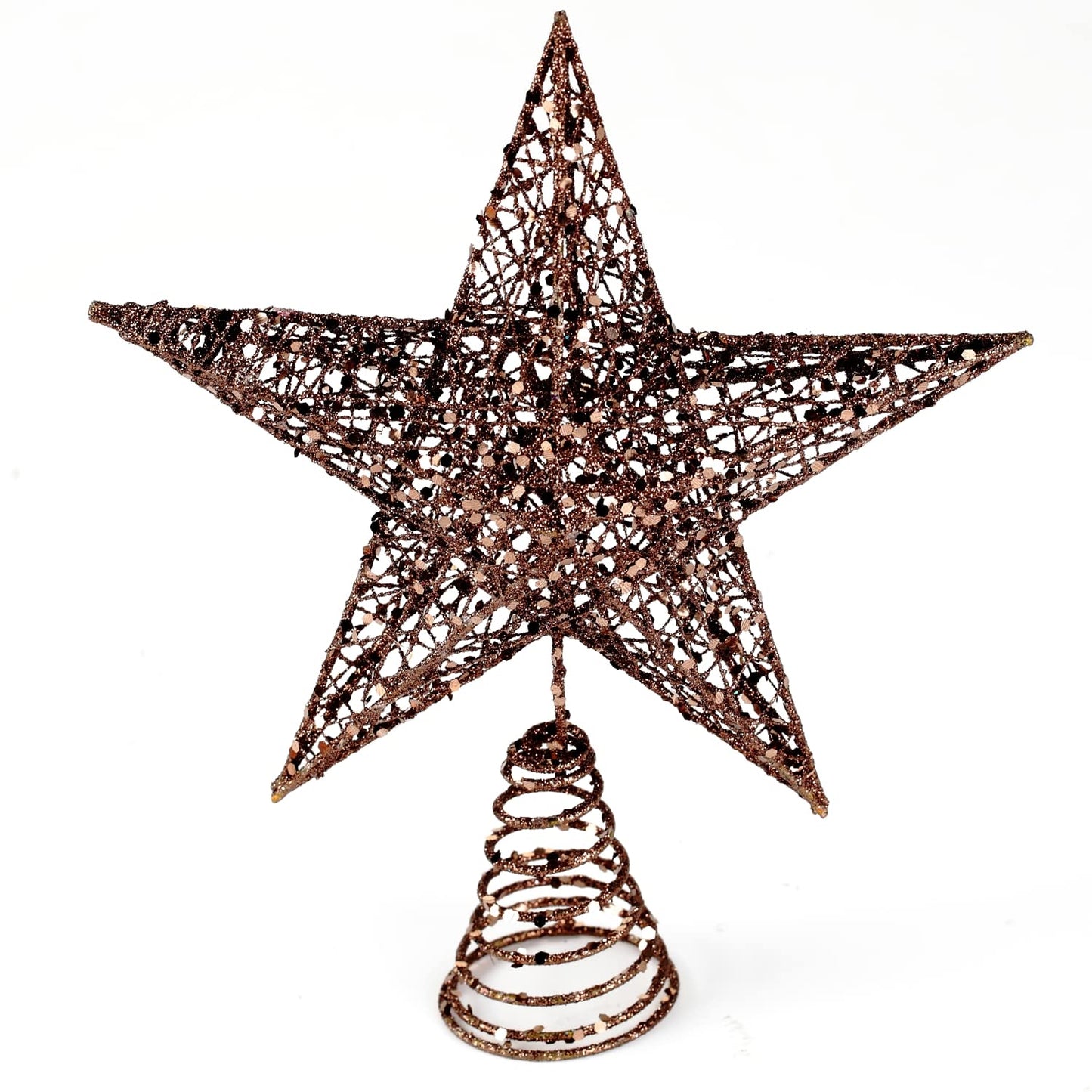 BinaryABC Christmas Tree Topper Star,Glittering Christmas Tree Decoration Ornaments,20cm (Coffee)