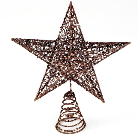 BinaryABC Christmas Tree Topper Star,Glittering Christmas Tree Decoration Ornaments,20cm (Coffee) BinaryABC