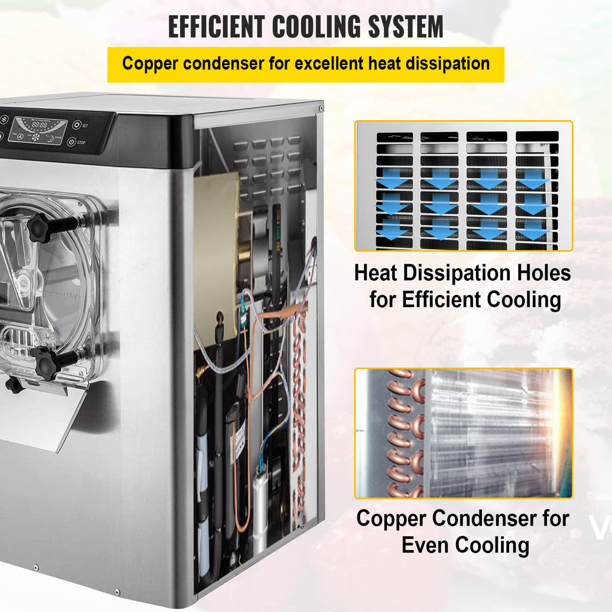 VEVOR Commercial Ice Cream Machine 1400W 20/5.3 Gph Hard Serve Ice Cream Maker with LED Display Screen Auto Shut-Off Timer One Flavors Perfect for Restaurants Snack bar Supermarkets VEVOR